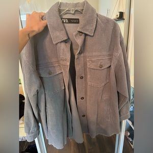 Oversized corduroy grey jacket ZARA